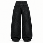 Darker shade denim trouser back view
