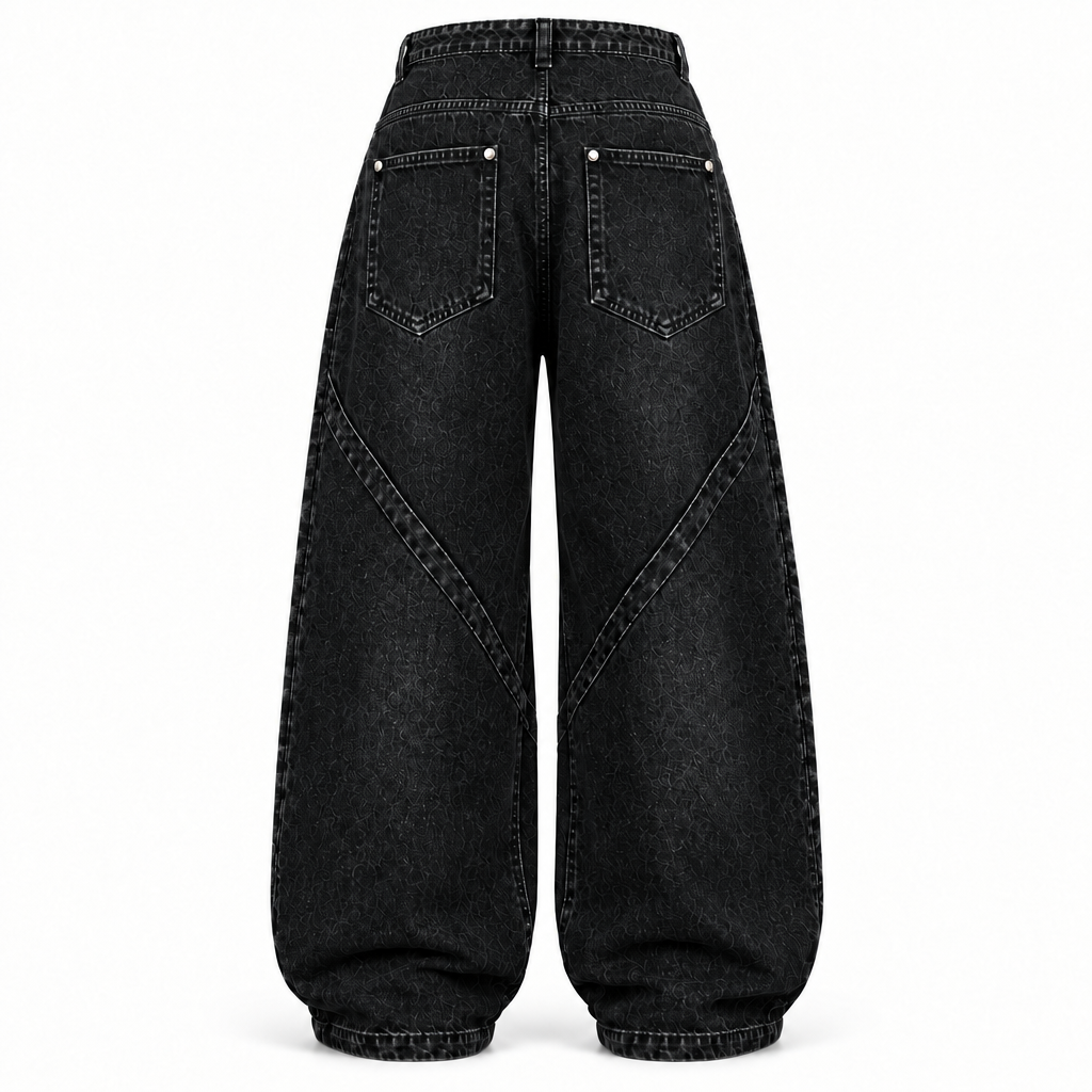 Darker shade denim trouser back view