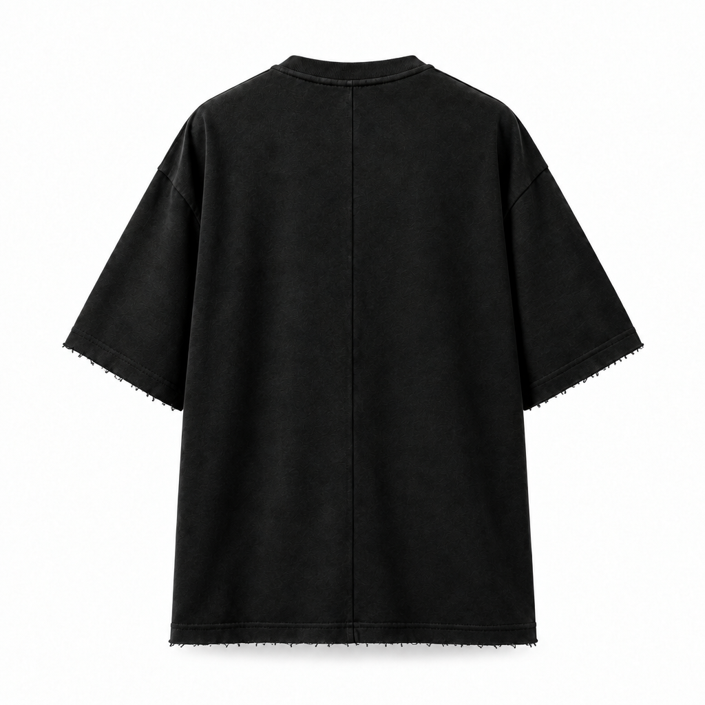 Kam fraying wala black tee back