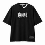 Kam fraying wala black tee front