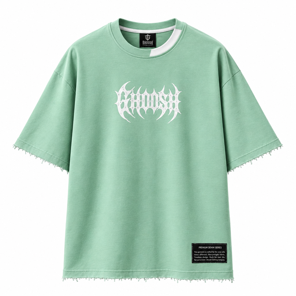 Mint GHOOSH tee front mockup