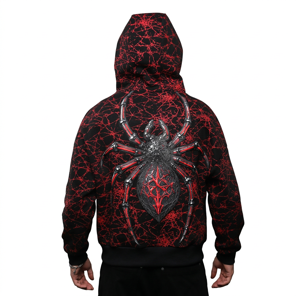 White background hood-up back view